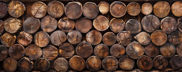 Stacked wooden logs texture background