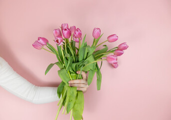 Pink Spring Flowers Tulips, Light Baby Girl Pink Background Beautiful Sweet Cheerful Wallpaper, May Mothers Day, Grow and Bloom, Joyful Seasonal	