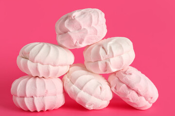 Many sweet zephyr on pink background