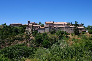 Hilltop village in the Baronnies in the South of France, in Europe