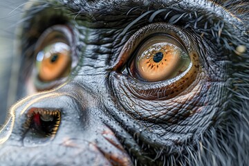 Close-Up of Captivating Gorilla Eye Reflecting a World of Emotion in Vivid Detail, Wildlife...