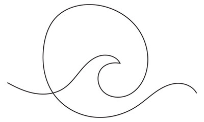 Vector isolated one line simple wave drawing. Single line wave minimal tattoo sketch. Vector illustration. EPS 10