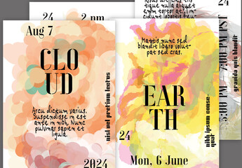 A4 Flyer With Transparent Overlapping Shapes Creating Vector Watercolor Effect Art Event Template