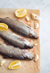 Fresh Raw Trout Fish with Lemon 
