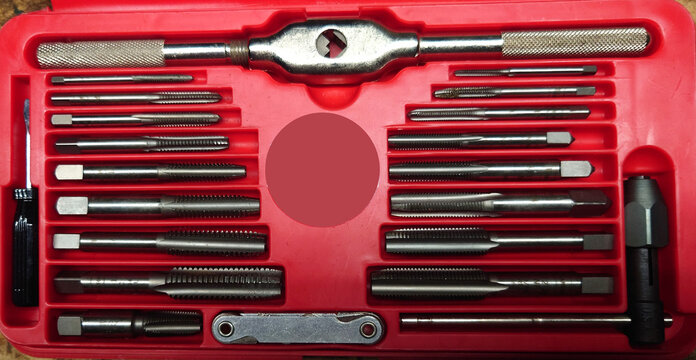 set of taps for creating female threads in bored metal holes