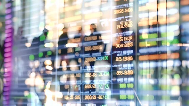 A window shows a display of numbers related to business and finance, providing important data and insights.