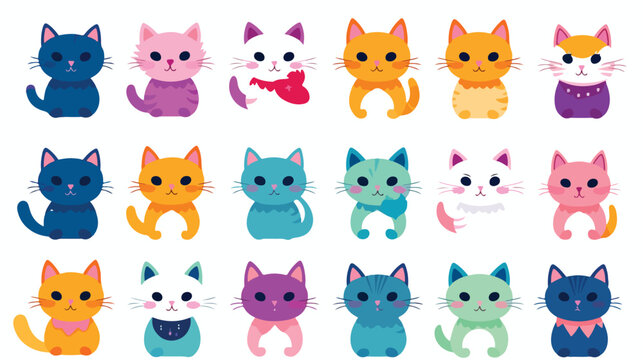 cute funny colorful cats flat style vector 