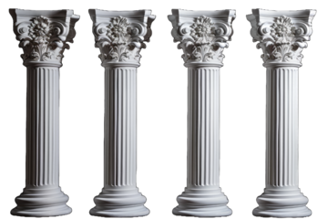 set row white pillars PNG Transparent white background