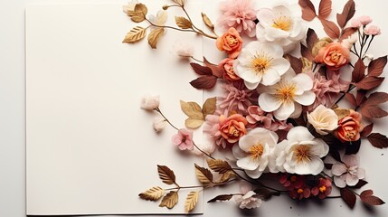 paper flowers mock up with place for text