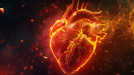 Optimized heart function, myocardial health, strong cardiac muscles, clear coronary arteries - obrazy, fototapety, plakaty