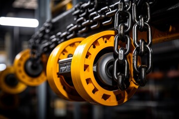 The raw power and durability of an industrial hoist chain captured in close-up