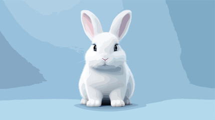 Cute white bunny rabbit realistic plasticine 3D vec