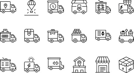 Delivery track logo, Merchandise icon in flat style