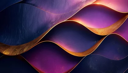 Fotobehang modern abstract wave design background, futuristic geometric wallpaper in dark purple tones © Riverland Studio