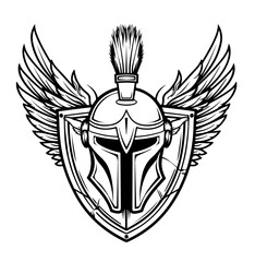 Spartaner Helm Gladiator Griechisch Wappen Sparta Logo Krieger Symbol Vektor - obrazy, fototapety, plakaty