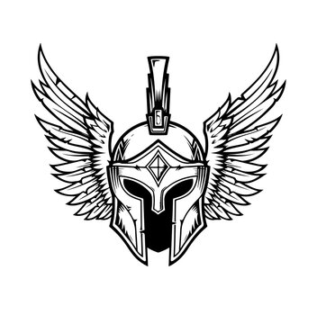 Gladiator Griechisch Spartaner Helm Wappen Sparta Logo Krieger Symbol Vektor