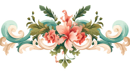Decorative floral frame in baroque style. Colorful
