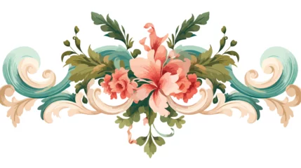 Papier Peint photo Lavable Papillons en grunge Decorative floral frame in baroque style. Colorful
