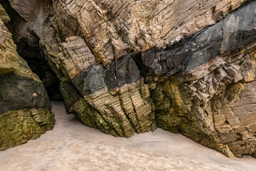 Rocky cave at Maghera beach, County Donegal, Ireland