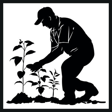 recommend clip art: silhouette of a Gardener tending to plants
