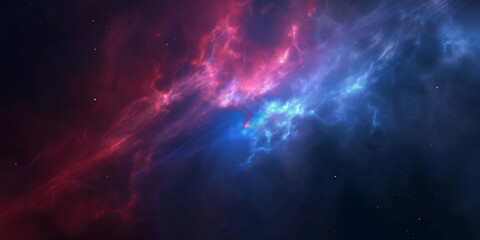 Cosmic Texture: A Serene Blend of Crimson and Sapphire Nebulae