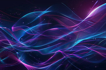 Futuristic glowing lines in blue and purple, depicting motion and technology on a dark background
