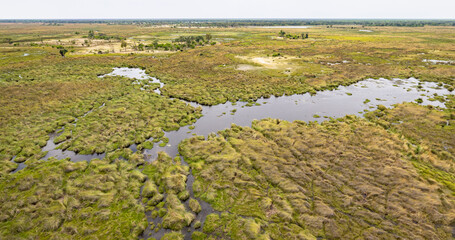 Aerial view over the Okavango Delta, Botswana
