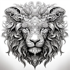 Obraz premium Mandala adult coloring book lion
