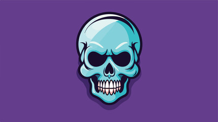 skull head drawn style icon flat cartoon vector ill