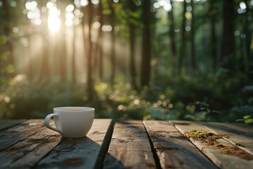 Morning Bliss, Tea Time in the Forest - obrazy, fototapety, plakaty