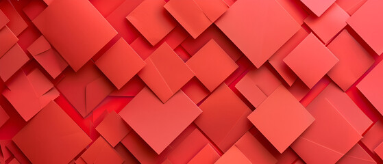 Abstract flat paper squares background in red
