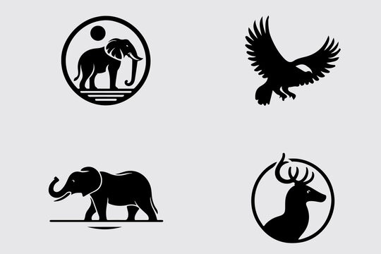 The four images are of different animals, including an elephant, a deer, a bird, and a deer