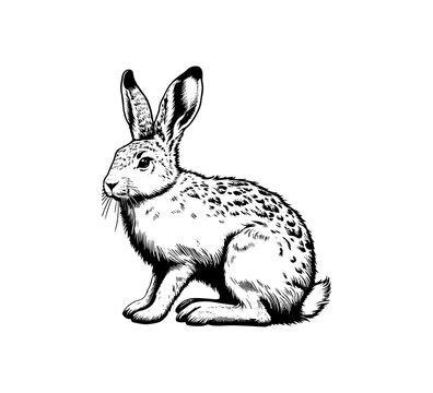 Snowshoe hare hand drawn vector illustration