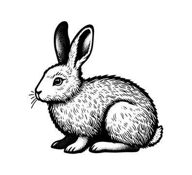 Snowshoe hare hand drawn vector illustration
