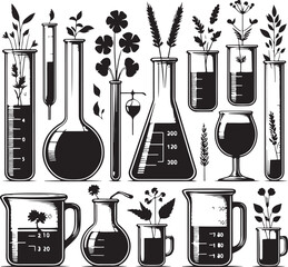Lab Elements Beaker Silhouette Vector Illustration
