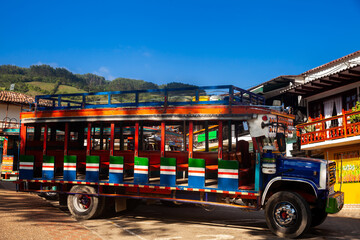 Colorful traditional rural bus from Colombia called chiva