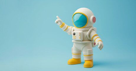 Naklejka premium Astronaut cartoon Hand Pointing Finger Gesture