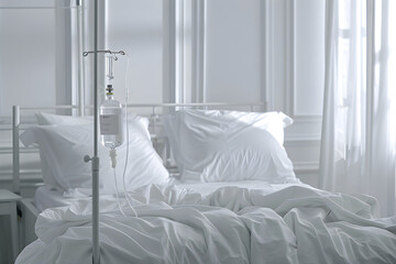 Sterile Hospital Room with An Intravenous (IV) Stand: A Beacon of Silent Healing and Recovery - obrazy, fototapety, plakaty