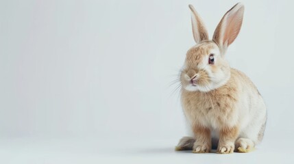 Cute little rabbit on a white background.Generated AI.