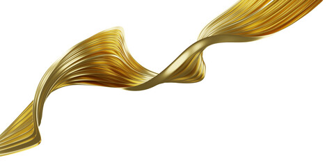 Abstract golden luxury wave on white background with copy space 3D render - 763611192