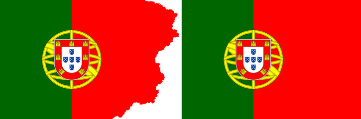 Portuguese flags vector. Standard flag and with torn edges