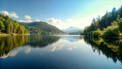 Mountain Lake Morning Reflection