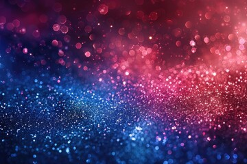An abstract representation of patriotic colors (red, white, and blue) using glitter and sparkles in a dynamic, bursting style