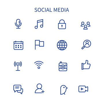 set of social media icons vector