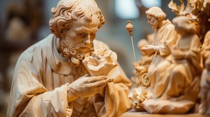 Crafting traditional Saint Joseph's staffs from natural materials as part of religious observance and decoration