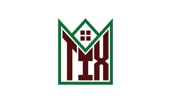 TIX initial letter real estate builders logo design vector. construction, housing, home marker, property, building, apartment, flat, compartment, business, corporate, house rent, rental, commercial