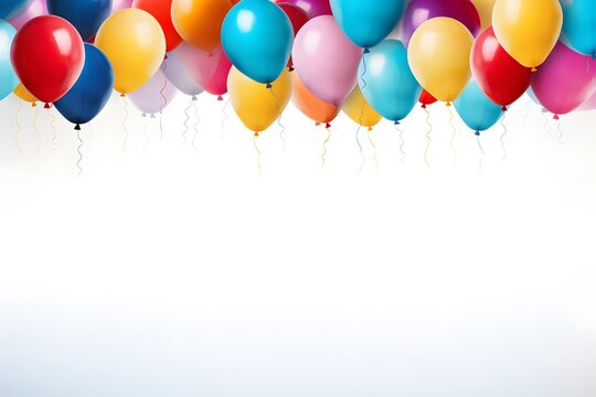 Banner with multi-colored balloons. Celebration party background