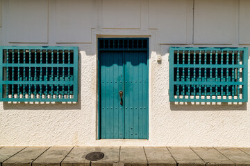 Obraz premium Facade of a typical house in Santa Fe de Antioquia, Colombia