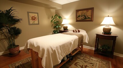 luxury interior design massage room. Bedroom in massage room.