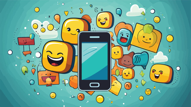 digital messaging related icons image flat cartoon